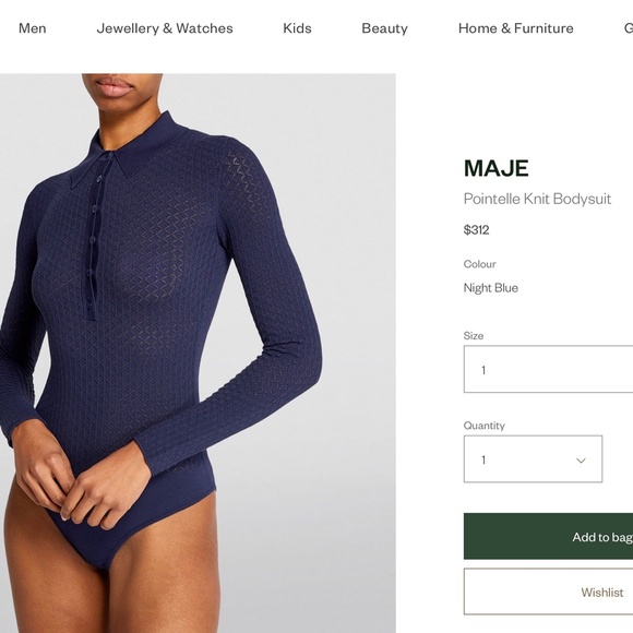 Maje Pointelle knit body suit sz M - Picture 6 of 16